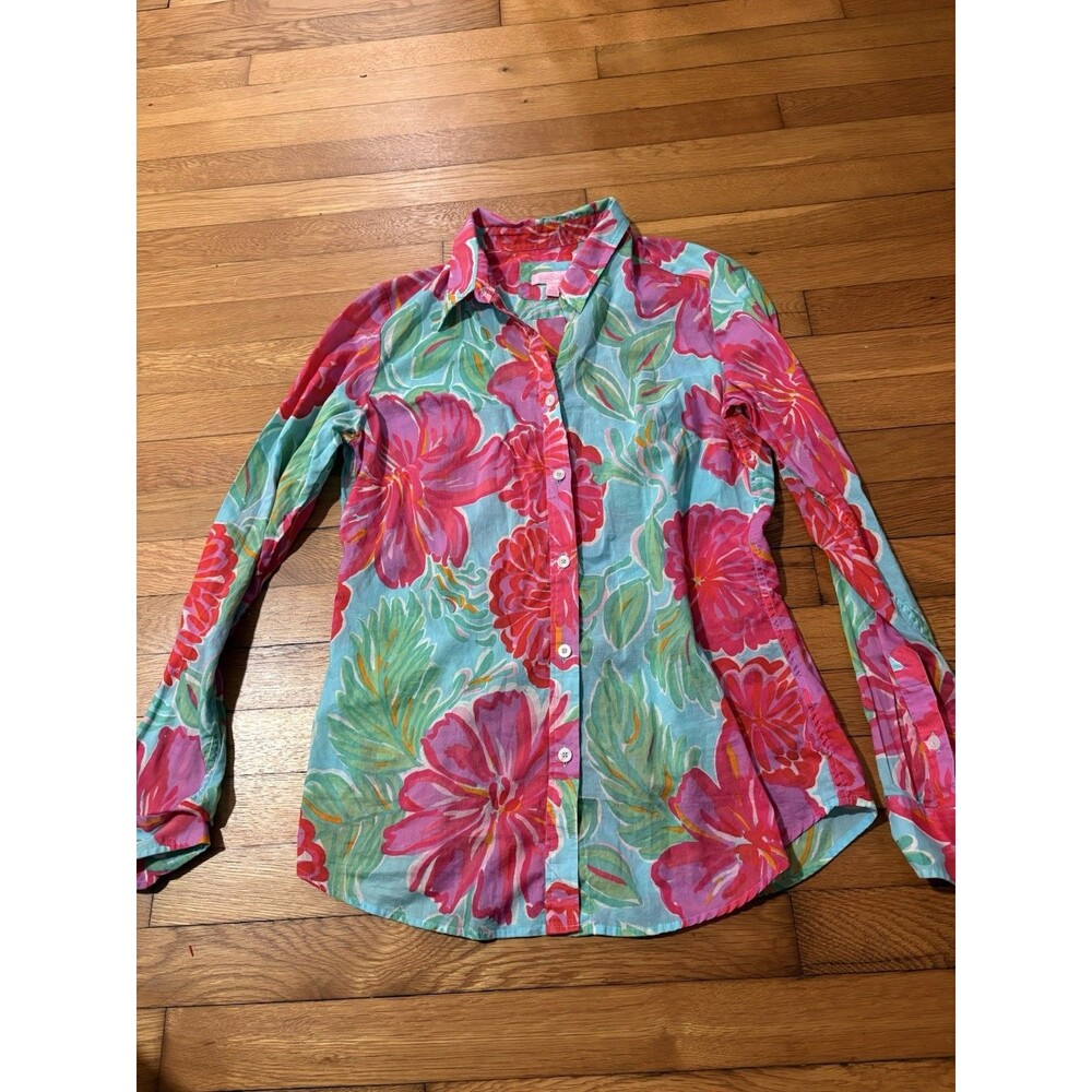 Lilly Pulitzer Size 10 Button Down Collared Shirt Floral